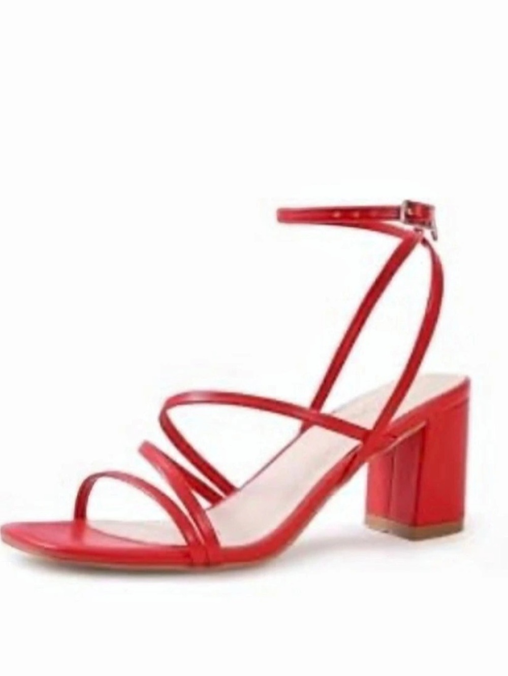 Red Strappy Block Heel Sandals